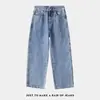 Jeans azules lavados y desgastados de estilo americano de marca de moda para hombre, nuevo modelo de otoño 2026, pantalones anchos rectos holgados, al por mayor