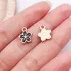 20 Estilos de Flor de Cerezo Negra con Goteo de Aceite Rosa Accesorios para Joyería DIY Aleación Collar Pulsera Colgante Llavero Transfronterizo