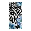 Popular en el comercio exterior, funda de teléfono con patrón de cebra en bloques de color personalizados y película de lirio azul para Galaxy S23 Ultra