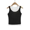 Ins Sexy Slim Chaleco Deportivo de Cuello Redondo Apilado de Doble Capa Verano Nuevo Top sin Mangas de Hilo de Alta Elasticidad Transpirable