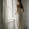 Nuevo camisón romántico de encaje estilo francés para otoño e invierno con copas fijas, corte ajustado, adecuado tanto para llevar solo como debajo de otra ropa