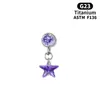 Acessórios de Liga de Titânio F136 Brincos com Pingente de Zircônia para Pipa Acessórios de Piercing Removíveis DIY G23 Brincos com Pingente