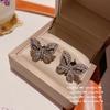 Pendientes de Mariposa con Gema de Luz Brillante Chapados en Oro de 18K Zirconia Multicorte Pendientes de Gota de Agua Pendientes de Nariz de Cerdo Negro Cañón