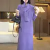 Vestido de Punto Grueso Cálido de Invierno para Mujer 2025 Nuevo de Alta Gama Accesible Lujo Moderno Vestido Suéter Estilo Bufanda