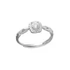 Anillo de Cadena Cuadrado de Diamante de Zircón de Plata Pura S999 para Mujer, Diseño de Nicho de Ins, Lujo Ligero, Sensación de Gama Alta, Elegante Anillo de Diamante Brillante