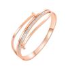 Pulseira Transfronteiriça Europeia e Americana de Aço Inoxidável Design Simples de Nicho Luxo Leve Sofisticado Zircônia em Forma de T Dupla Banhada a Ouro para Mulheres