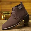 Botines Clásicos de Tobillo para Hombre Estilo Británico Negro Mate Transfronterizos - Aspecto Retro Casual, Goma Antideslizante Duradera