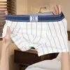 Cuecas masculinas de algodão puro no atacado, fundo antibacteriano, boxer listrado moderno para jovens, confortáveis e respiráveis