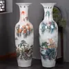 Jarrón Grande de Pie de Cerámica de Jingdezhen con Paisaje Pastel Pintado a Mano, Jarrón de Porcelana para Ceremonia de Apertura, Adorno Decorativo de Sala de Estar Estilo Chino
