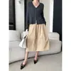 Cisnann Otoño Nuevo Estilo Francés Suave Fruncido Cuello en V Holgado Adelgazante Versátil Cárdigan de Punto SN9203