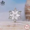 Aiful Invierno Pequeñas Frescas Cuentas de Copo de Nieve DIY Accesorios de Cuentas Sueltas Plata de Ley S925 Chapado en Oro Blanco Joyería Original