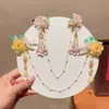 Horquilla de Cadena para la Frente de Niña, Accesorio para el Cabello de Estilo Antiguo, Pinza para el Cabello de Borla Super Hada para Niños, Adorno de Flor para el Cabello, Accesorio para Ropa Tradicional China