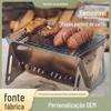 Fogareiro de Camping Cartão Grelha de Churrasqueira de Aço Inoxidável Fogareiro a Lenha Suprimentos de Camping Fogareiro a Carvão Dobrável Portátil Grelha de Grelha 304