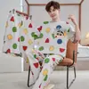 Elegante y bonito pijama de hombre de manga corta de algodón puro, conjunto fino de cuello redondo, ropa de casa casual de corte holgado, nuevo modelo de verano 2026