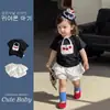 Conjunto Ligero de Verano para Niñas, Linda Falda a Cuadros Irregulares con Cerezas de Manga Corta, Dulce y Fresco Conjunto de Dos Piezas para Bebés Niñas