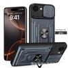 Adequado para iPhone 18 Pro Max, Capa de Celular com Janela Deslizante, Apple 17 com Inserção de Cartão, Montagem em Carro, Magnética, Anti-Queda, Capa Protetora