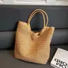 Bolso Nuevo Estilo Satchel Bolso de Playa Bolso de Paja Hecho a Mano Salida de Vacaciones en la Costa Bolso de Hombro de Gran Capacidad Bolso Tote