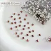 Taladro de Zirconia Biselado Cuadrado de 3 mm Accesorios para Uñas Artísticas Celebridad de Internet Super Brillo Mosaico Cuadrado Pedrería Plana Fondo Plano Taladro de Uñas Pequeños Accesorios