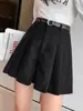 2026 Novo Outono Inverno Cáqui Veludo Cotelê Pregueado Casual Wide Leg Shorts Feminino Petite Cintura Alta Roupa Exterior Calças Bootcut