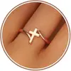 Anillo Abierto con Forma de Cruz de Moda Europea y Americana Transfronterizo de Lujo Ligero para Mujer, Anillo Versátil de Gama Alta de Nicho al por Mayor