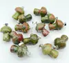 Europa y Estados Unidos venta caliente cristal natural piedra ágata 2 cm mini hongo colgante collar accesorios DIY hecho a mano