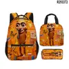 2025 Hombre de Palo de Madera Transfronterizo Shan Hai Jing Tungtungtung Mochila Escolar Mochila para Almuerzo Estuche para Lápices Set de Tres Piezas