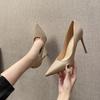 Primavera nuevos tacones altos tacón puntiagudo poco profundo moda coreana zapatos de moda de mujer nude una generación de cabello