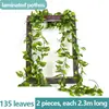 Decoração de trepadeira artificial com folhas verdes, folhas de trepadeira verdes falsas, trepadeira de flor de plástico, cobertura de tubo de água, flor de folha verde de ar condicionado