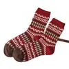Calcetines Rojos de Año Nuevo para Mujer, Media Caña, Año del Caballo, Año del Zodíaco, Calcetines Holgados de Lana, Fair Isle, Calcetines de Mujer con Patrón de Diamantes Retro, Calcetines de Moda