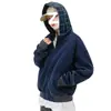 Cardigan Suéter Patchwork com Capuz Retrô Americano Xadrez Masculino Outono Tendência Marca Curto Falso Duas Peças Casuais Soltos Jaqueta