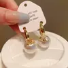 Pendientes de plata con baño de oro real, aguja cuadrada, borla de perla y circonita, pendientes de lujo ligero de alta gama, fabricante de pendientes vintage