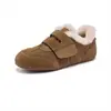Sapatos de Algodão Quentes Outono/Inverno 2025, Sapatos Peludos, Sapatos Casuais Femininos de Cano Baixo Espessados, Sapatos Slip-On de Tamanho Grande com Solas Grossas