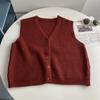 Chaleco Coreano Retro de Cinco Botones para Mujer, Estilo Preppy Otoño e Invierno Moderno Reductor de Edad Chaleco Suéter de Punto