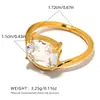Anillos con un Toque de Lujo de Nicho, Acero Inoxidable, Lujo Ligero, Diseño de Zirconia en Forma de Gota de Agua Estilo Ins, Diseño Abierto Ajustable, Venta al por Mayor Transfronteriza