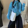 Suéter casual soltinho emagrecedor estilo coreano para outono e inverno com cachecol, blusa de tricô versátil de manga longa para mulheres