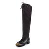 Botas de Mujer con Piel Desmontable y Forro de Piel de Vaca Dividida, Piel Genuina, Tacón Grueso, Correa, Moño, Botas Arrugadas de Estilo Múltiple