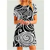 Verão Novo Europeu e Americano Estampado Rosto Abstrato Bolsinha Ultra Curta Vestido Vestido Princesa Versátil