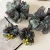 Scrunchie degradê estilo coreano para mulheres, scrunchie floral de verão, elástico de cabelo, acessório de cabelo de alta qualidade para meninas