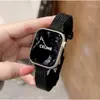 Nova Pulseira Apple Watch iwatch10/9/8/7 Fivela Magnética Espiga de Trigo Homem Pequeno Cintura Pulseira de Metal de Aço Inoxidável