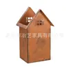 Vasos de Flores de Casa Enferrujada Transfronteiriços, Vasos de Flores Enferrujados Resistentes ao Tempo, Casinhas de Velas Enferrujadas, Casinhas de Ferro