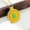 Loja de Ouro Réplica Estilo Antigo Ouro Areia Incrustado com Diamantes Padrão de Nuvem Giratória Pingente de Cuia Bússola, Novo Estilo Chinês Pingente de Bússola Giratória