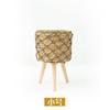 Estilo Nórdico Soporte de Flores Tejido Cesta Tejida Grande para el Hogar Cesta de Bambú Soporte con Patas Redondas de Madera Soporte para Macetas Soporte Hueco Tejido de Paja para Maceta