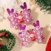 Set de Pinzas Navideñas Más Vendidas Transfronterizas Moño de Fiesta Cuernos Grandes Brillo Accesorios para el Cabello de Niños 4765