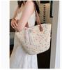 Bolsa de Cuerda de Algodón Bolsa Tejida de Paja Cuerda de Algodón Bolso de Mano de Cuerda de Algodón Bolso de Hombro Bolso de Playa Hueco Bolso Tote Bolsa Tejida Arcoíris