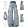 Jeans Curvos Estilo Chica Caliente Retro Americano Desgastado para Mujer, Diseño de Calle de Verano, Corte Holgado, Adelgazante, Pantalones de Pierna Ancha Caídos