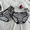 Transfronteiriço Novo Sexy Respirável Renda Estampa de Zebra Roupa Íntima Feminina Vazada T-string Elástico Cintura Baixa Fio Dental 204
