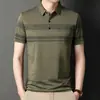 Ropa de Verano para Papá Hombres de Mediana Edad y Mayores Camiseta Rayada Versión con Bolsillo Hombres Solapa Manga Corta Camiseta de Manga Corta Hombres Manga Corta