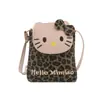 Bolsa Transversal com Gatinho Fofo e Estampa de Leopardo para Meninas, Pequena Bolsa de Ombro Infantil, Design Pai-Filho, Pequena Mochila de Ombro Feminina para o Dia a Dia