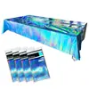 Mantel de Plástico Desechable para Fiesta | Cubierta de Mesa Impermeable de PE para Cumpleaños, Boda y Celebración Festiva | Mantel con Lunares Metálicos y Degradado