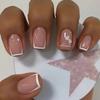 Uñas francesas brillantes y frescas de estilo europeo y americano, uñas postizas, piezas de belleza, producto terminado al por mayor